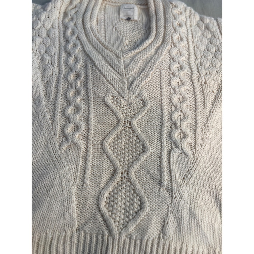 Anthropologie Handknit Alpaca Blend Cable‎ Knit Short Sleeve Sweater Tunic M - Picture 3 of 8